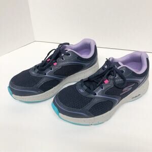 Skechers Women's Black and Lavender Sneakers Air cooled Goga Mat Athletic Shoes